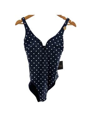 NWT Niptuck Wired V-Neck Tummy Control Multi Cup Swimsuit Navy Marine Print 4